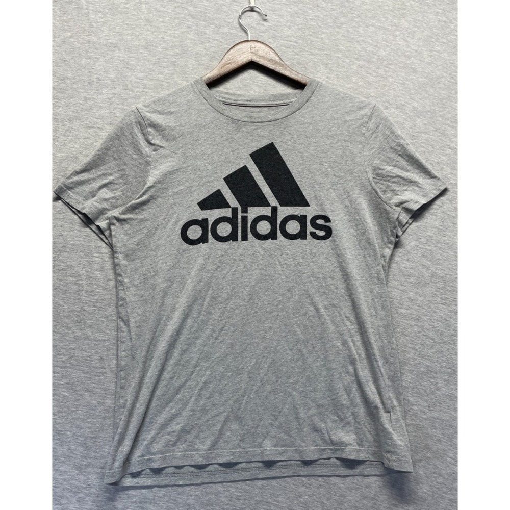 Adidas Essentials Big Logo T Shirt Mens S Heather Gray Gym Training Athleisure